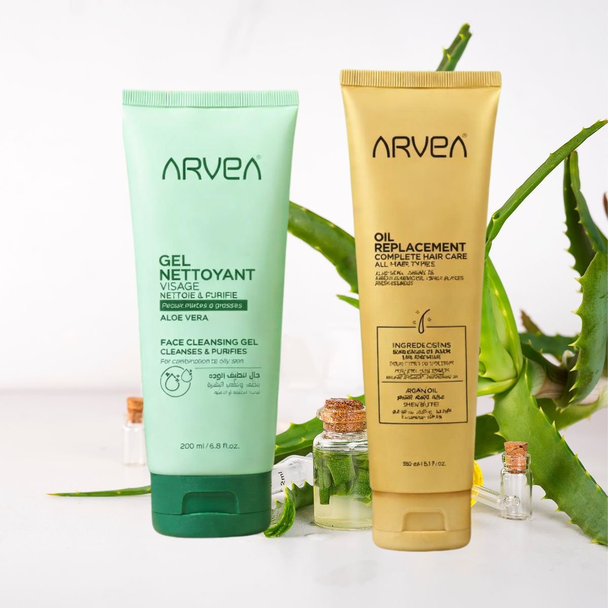 باكدج روتين الشعر والبشرة من أرفيا بديل الزيت وغسول الوجه