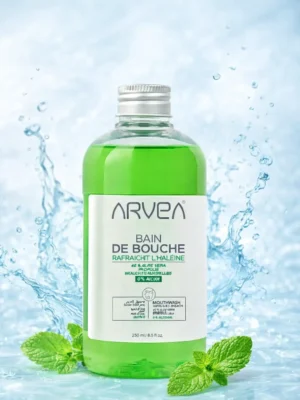غسول الفم الطبيعي بالألوفيرا من أرفيا – حماية متكاملة وانتعاش طويل